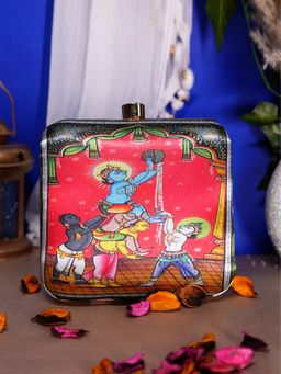 SWISNI - Multi-Color Krishna Digital Printed Clutch Bag