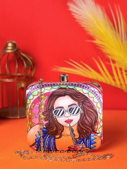 SWISNI - Multi-Color Lady Printed Digital Clutch Bag