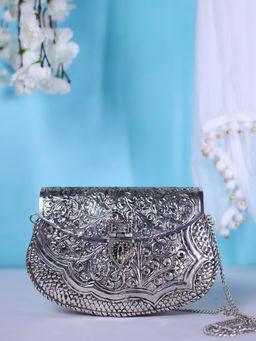 SWISNI - Silver Brass Clutch Bag