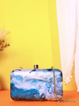 SWISNI - Blue Printed Digital Clutch Bag