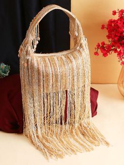 SWISNI - Golden Silver Luxury Tassel Latkan Clutch Bag