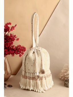 SWISNI - Off White Pearl Potli Bag