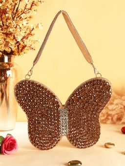 SWISNI - Golden Butterfly Crystal Clutch Bag