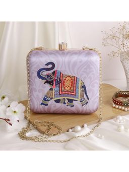 SWISNI - Womens Purple Printed Clutch