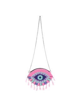 SWISNI - Pink Ethnic Evil Eye Boho Sling Bag