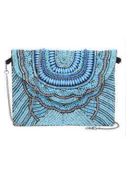 SWISNI - Women Blue Embellishment Boho Banjara Sling Bag