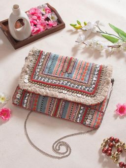 SWISNI - Womens Multi-Color Embroidered Boho Sling Bag