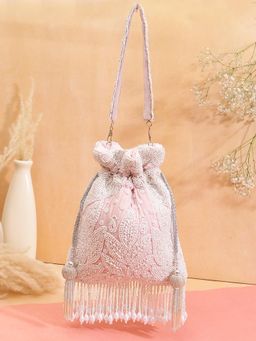 SWISNI - Womens Pink Embroidered Potli Bag