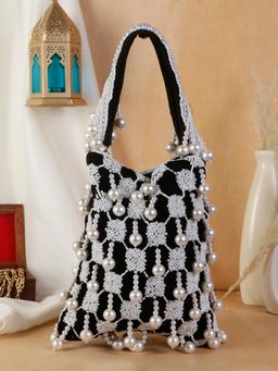 SWISNI - Womens Black Embroidered Potli Bag