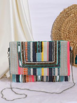 SWISNI - Womens Multi-Color Embroidered Boho Sling Bag