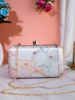 SWISNI - Off White Abstract Digital Printed Clutch Bag