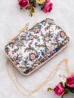 SWISNI - Multi-Color Printed Embroidered Clutch Bag