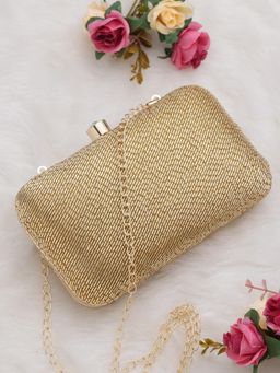 SWISNI - Golden Embroidered Clutch Bag