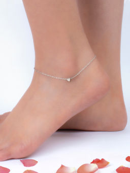 Ornate Jewels - 925 Silver Heart Plain Anklet for Women and Girls (One Size)