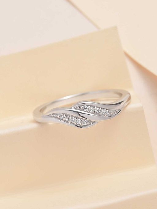Ornate Jewels 925 Silver American Diamond Love Ring For Women & Girls