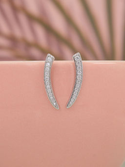 Ornate Jewels - 925 Sterling Silver American Diamond Climber Earrings for Women Girls One Size