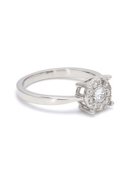 Ornate Jewels - 925 Silver 0.25 Carat Round American Diamond Party Ring For Women & Girls