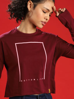 PINACOLADA - Casual Full Sleeve Printed Women Maroon Top