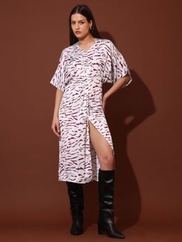 PURVAJA - Printed Wrap White Dress