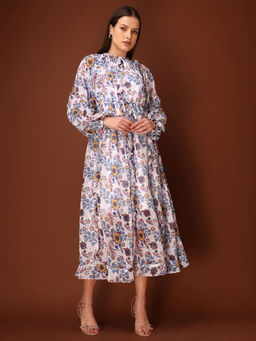 PURVAJA - Printed Ruffled Multi Color Dress