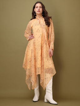 PURVAJA - Printed Asymmetric Yellow Dress