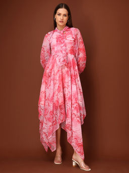 PURVAJA - Printed Asymmetric Red Dress