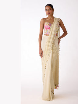 Basanti Kapde aur Koffee - The Camilia Grace Draped Saree with Corset Stitched Blouse