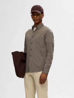 Selected - Grey Jersey Slim Fit Casual Shirt