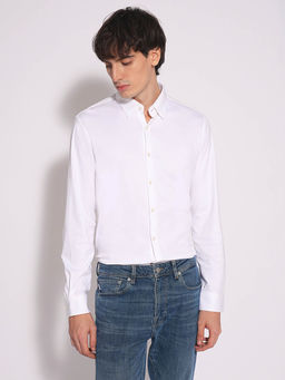 Selected - White Cotton Slim Fit Casual Shirt