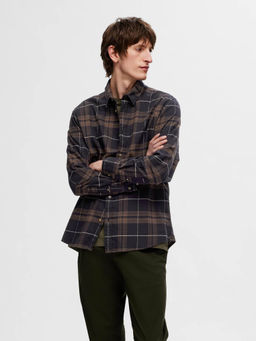 Selected - Navy Blue Flannel Check Casual Shirt