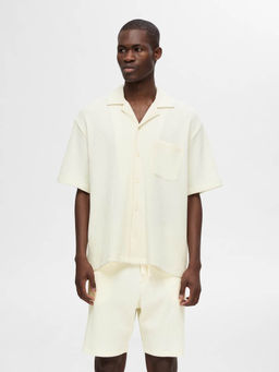 Selected - Off White Cuban Collar Casual Shirt