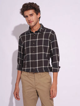 Selected - Brown Organic Cotton Check Casual Shirt