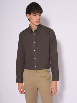 Selected - Brown Organic Cotton Casual Shirt
