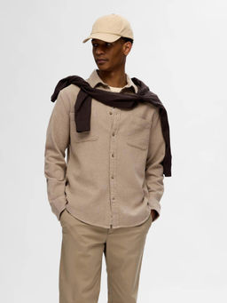 Selected - Beige Organic Cotton Full Sleeves Casual Shirt