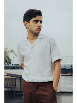 JAVINISHKA - White Linen Regular Fit Casual Shirt