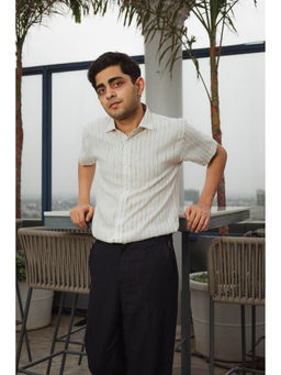 JAVINISHKA - Striped Linen Regular Fit Casual Shirt