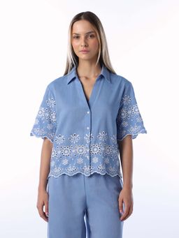ONLY - Womens Boxy Light Blue Shirt