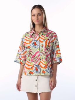 ONLY - Womens Printed Oversized Multi-Colour Shirt
