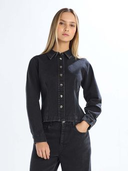 ONLY - Womens Solid Slim Black Shirt