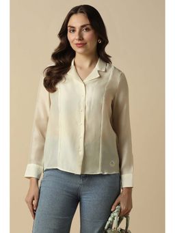 Allen Solly - Women Cream Solid Long Sleeves Shirt