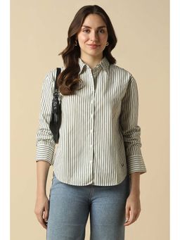 Allen Solly - Women White Stripe Long Sleeves Shirt