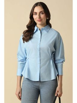 Allen Solly - Women Light Blue Solid Long Sleeves Shirt