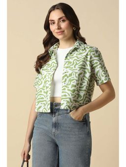 Allen Solly - Women Green Printed Short Sleeves Shirt