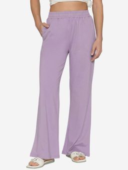 Bonjour - Womens Purple Rose Flared Trousers