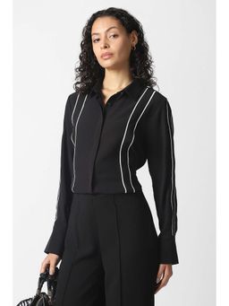 Van Heusen - Women Black Stripe Long Sleeves Formal Shirt