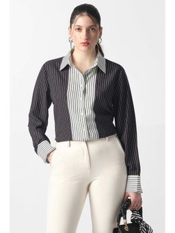 Van Heusen - Women Black Stripe Long Sleeves Formal Shirt