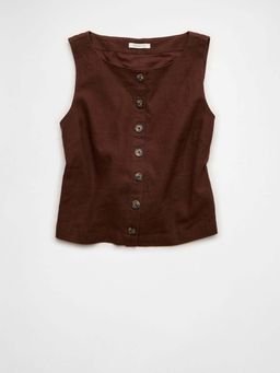 American Eagle - AE Linen-Blend Sleeveless Shirt