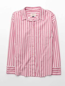 American Eagle - AE Poplin Button-Up Pink Shirt