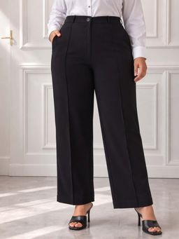 Martini - Women Black Plus Size Pintuck Trouser