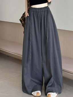 Outzidr - Charcoal High Waist Pleated Trouser